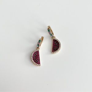 J. Crew Factory Watermelon Huggie Earrings